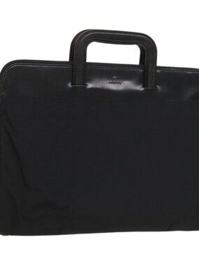 GUCCI Hand Bag Nylon Black Silver 015 3707 Auth 118899